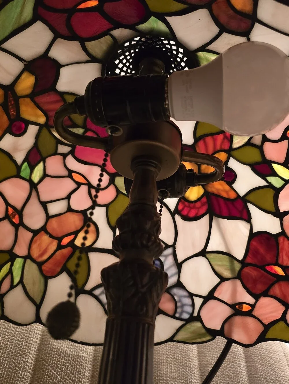 Dale Tiffany Butterfly Stained Glass Bronze Table Lamp